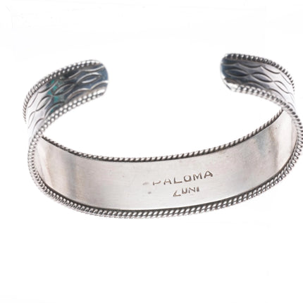 6.1" Janice Paloma Zuni sterling silver Needlepoint turquoise cuff bracelet