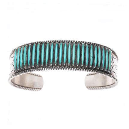 6.1" Janice Paloma Zuni sterling silver Needlepoint turquoise cuff bracelet