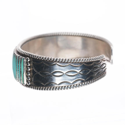 6.1" Janice Paloma Zuni sterling silver Needlepoint turquoise cuff bracelet