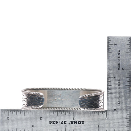 6.1" Janice Paloma Zuni sterling silver Needlepoint turquoise cuff bracelet