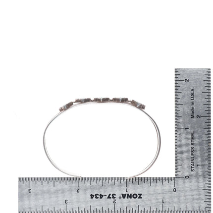 6.1" Vintage Dishta Zuni sterling silver flush inlay turquoise cuff bracelet