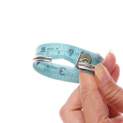 6.1" Vintage Dishta Zuni sterling silver flush inlay turquoise cuff bracelet