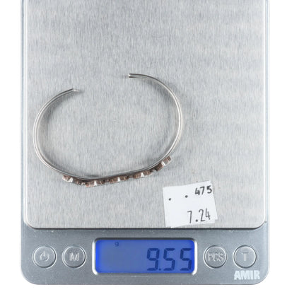 6.1" Vintage Dishta Zuni sterling silver flush inlay turquoise cuff bracelet