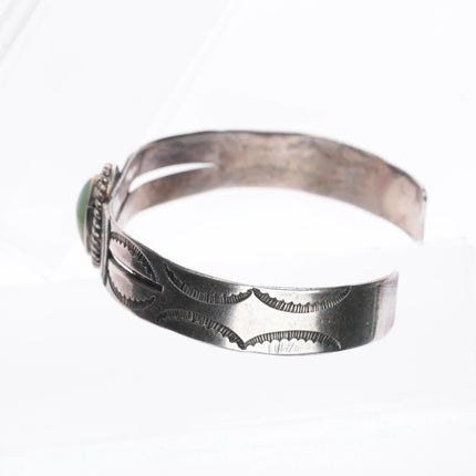 6.35" 30's-40's Vintage Navajo sterling silver green turquoise cuff bracelet