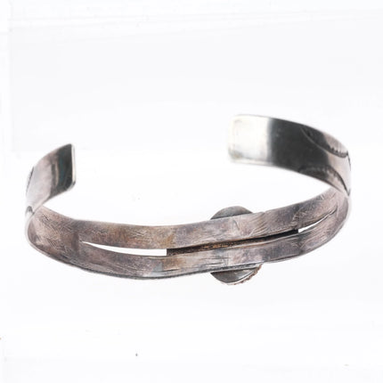 6.35" 30's-40's Vintage Navajo sterling silver green turquoise cuff bracelet