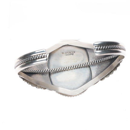 6.5" M Spencer Navajo sterling silver green turquoise cuff bracelet