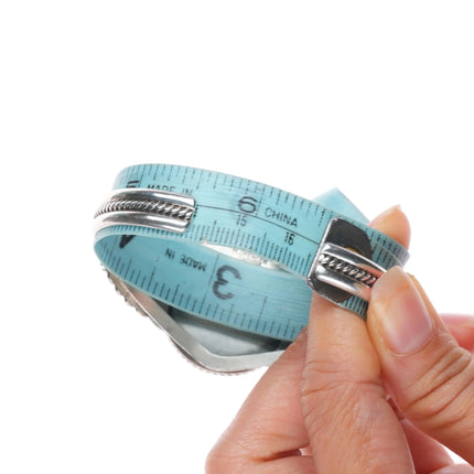 6.5" M Spencer Navajo sterling silver green turquoise cuff bracelet