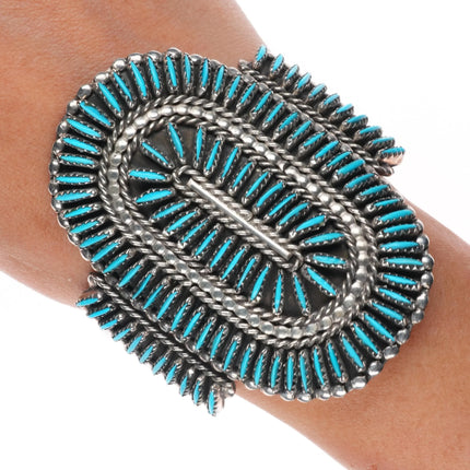 6.6" Cuff sz7.5 ring Jason Yazzie Zuni sterling silver needlepoint turquoise set