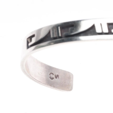 6.1" Hopi Overlay slim stacker cuff bracelet sterling silver