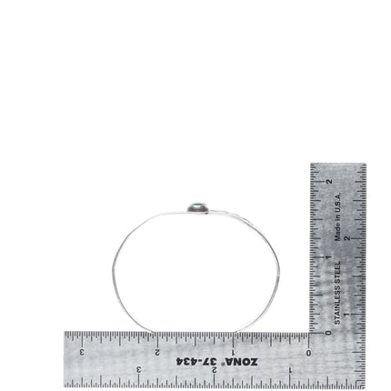 6" 1930's Navajo slim deep stamped ingot silver turquoise cuff bracelet sterling