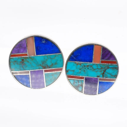 Ray Tracey Knifewing  Navajo sterling silver, turquoise, sugilite cufflinks
