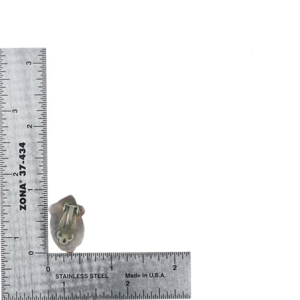 Vintage Eustace Cochiti Pueblo Sterling silver carved turquoise clip-on earrings