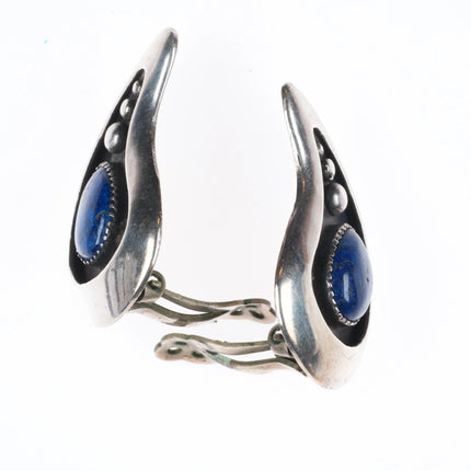 c1950's Frank Patania Sr southwestern modernist sterling silver lapis earrings