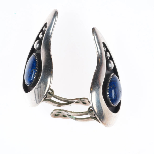 c1950's Frank Patania Sr southwestern modernist sterling silver lapis earrings