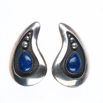 c1950's Frank Patania Sr southwestern modernist sterling silver lapis earrings