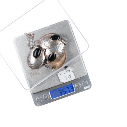 Vintage Navajo sterling silver/onyx conchos bib link necklace