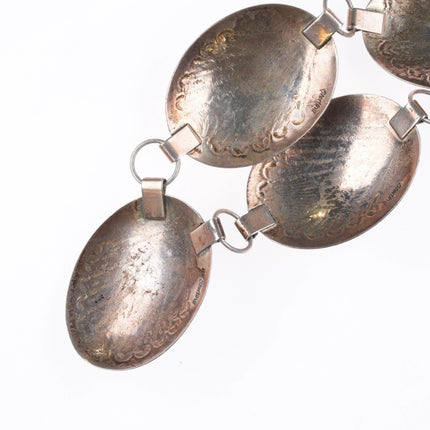 Vintage Navajo sterling silver/onyx conchos bib link necklace