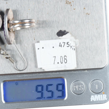 sz5 Vintage Southwestern sterling silver Sugilite purple earrings/ring set