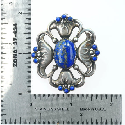 1930's Georg Jensen Art Deco period 173 Sterling silver/Lapis pin/brooch Danish