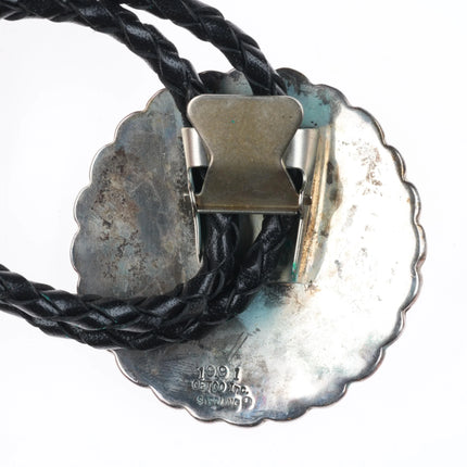 1991 Navajo sterling silver Golden Eagle trading company bolo concho bolo tie