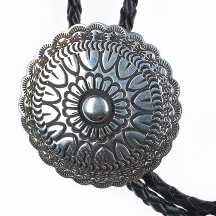 1991 Navajo sterling silver Golden Eagle trading company bolo concho bolo tie