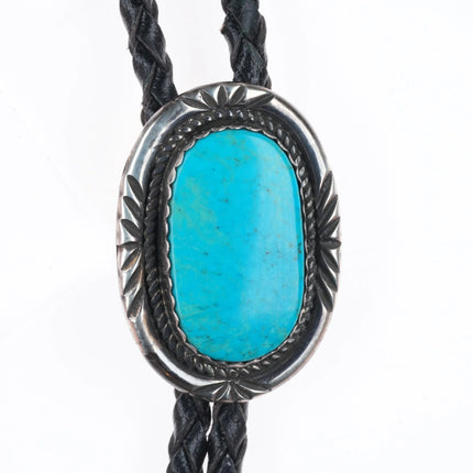 H Wood Vintage Navajo sterling silver/turquoise bolo tie c1980's