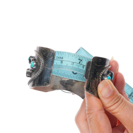 7.1" 1978 Navajo sterling silver turquoise cluster watch cuff bracelet