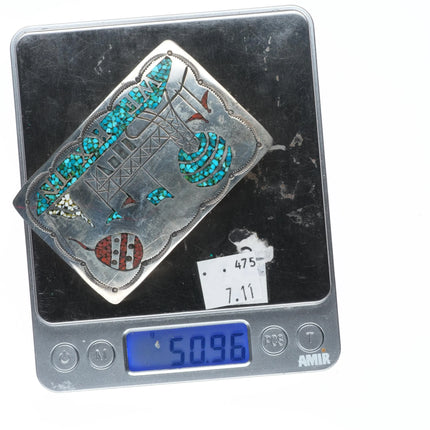 1981 Vintage Navajo Sterling silver Knoxville worlds fair belt buckle chip inlay