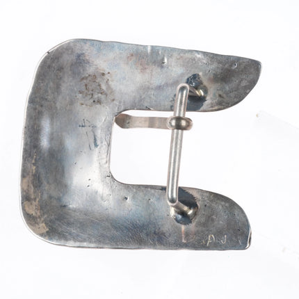 Vintage Navajo sterling silver 3/4" ranger belt buckle set w/turquoise