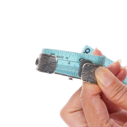 6" Vintage F.W. Zuni sterling silver channel inlay turquoise watch cuff bracelet