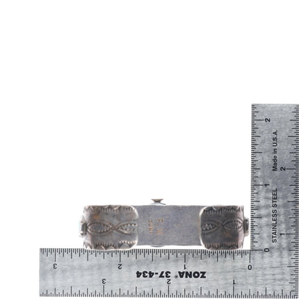 6" Vintage F.W. Zuni sterling silver channel inlay turquoise watch cuff bracelet