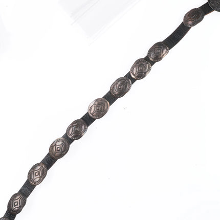 40" Vintage Navajo Slim hand stamped sterling silver coin concho belt/hatband