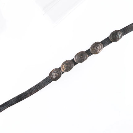 40" Vintage Navajo Slim hand stamped sterling silver coin concho belt/hatband