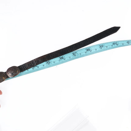 40" Vintage Navajo Slim hand stamped sterling silver coin concho belt/hatband