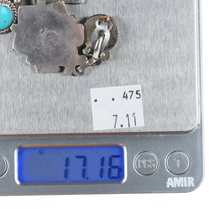 Julie Ondelacey Lahi Zuni sterling silver earrings w/nice natural turquoise