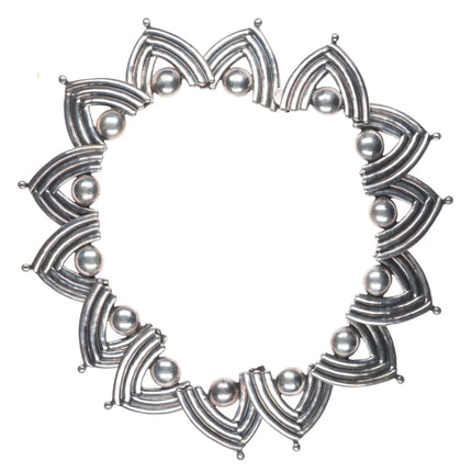 15.75" c1950's Los Castillo 481 sterling silver modernist Mexican necklace