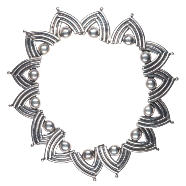 15.75" c1950's Los Castillo 481 sterling silver modernist Mexican necklace