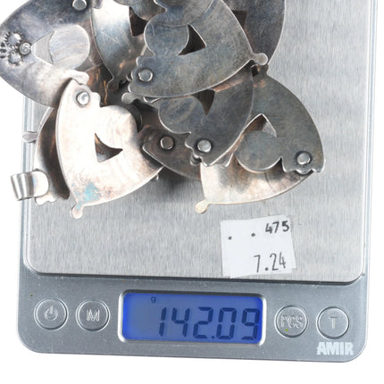 15.75" c1950's Los Castillo 481 sterling silver modernist Mexican necklace