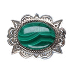 A Secatero Navajo sterling silver malachite hand stamped pendant/pin