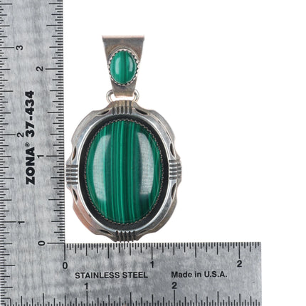 80's-90's Will Denetdale Navajo sterling silver Malachite pendant