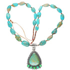 Vintage Native American sterling silver pendant/beaded necklace w/Nice turquoise