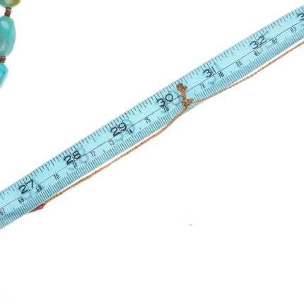 Vintage Native American sterling silver pendant/beaded necklace w/Nice turquoise