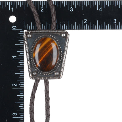 c1960 c-31 Navajo sterling silver tiger's eye stone bolo tie Vintage