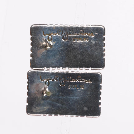 Lynol Yellowhorse Navajo sterling silver multi-stone intarsia inlay earrings
