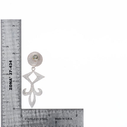 Vintage Navajo Tufa cast sterling silver long dangle earrings