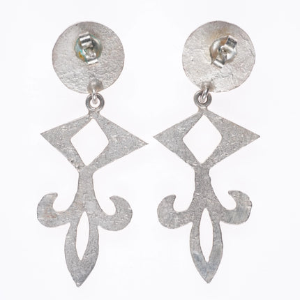 Vintage Navajo Tufa cast sterling silver long dangle earrings