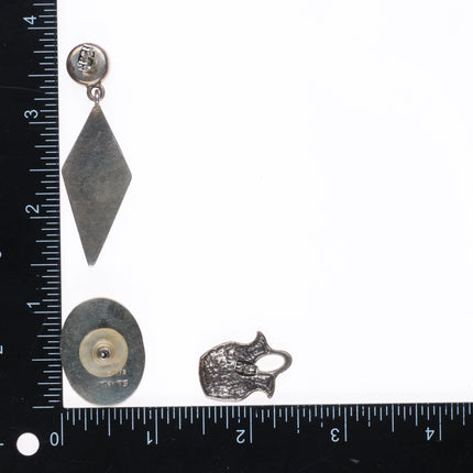 Vintage Southwestern Sterling silver Malachite, Denim Lapis, etc earring lot