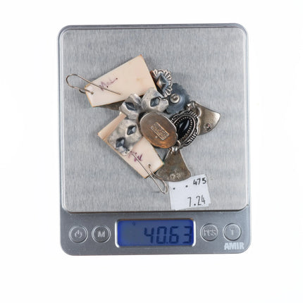 Vintage Santo Domingo, James Rogers, Navajo sterling silver dangle earrings lot