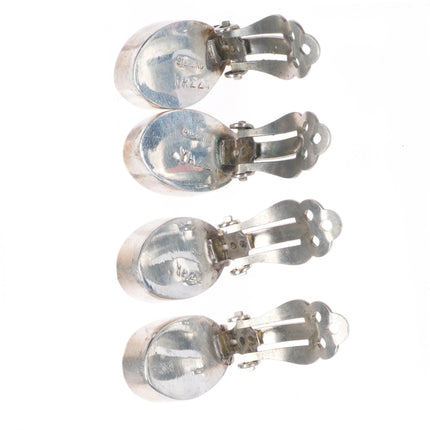 Edison Yazzie Navajo sterling silver multi-stone channel inlay clip-on earrings