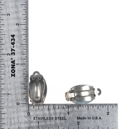 Edison Yazzie Navajo sterling silver multi-stone channel inlay clip-on earrings